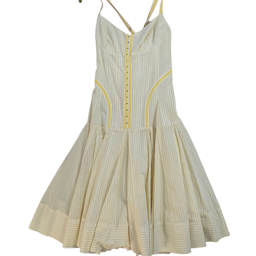 Vintage Oscar de la renga yellow and white striped corset dress